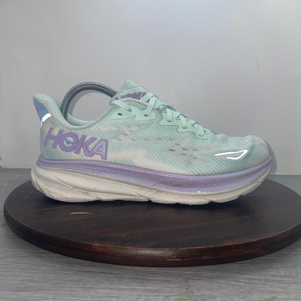 Hoka One One Clifton 9 Women Size 8.5 Blue Purple Running Walking Shoes Sneakers